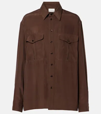 Saint Laurent Silk Shirt In Brown