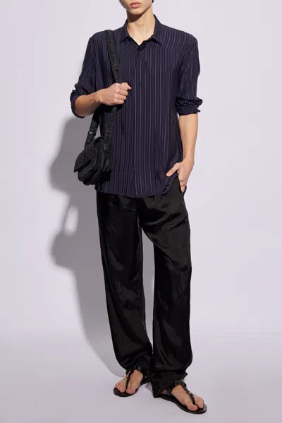 Saint Laurent Silk Shirt In Navy Blue