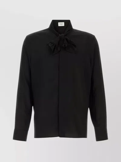 Saint Laurent Silk Shirt With Bow Detail And Buttoned Cuffs In Black