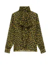 Saint Laurent Pussy-bow Leopard-print Silk-mousseline Blouse In Animal Print