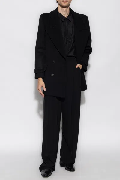 Saint Laurent Silk Shirt With Lurex Threads In Black