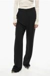 Saint Laurent Silk Single Pleated Pants In Black