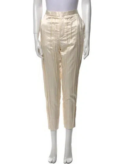 Pre-owned Saint Laurent Silk Skinny Leg Pants In Neutral