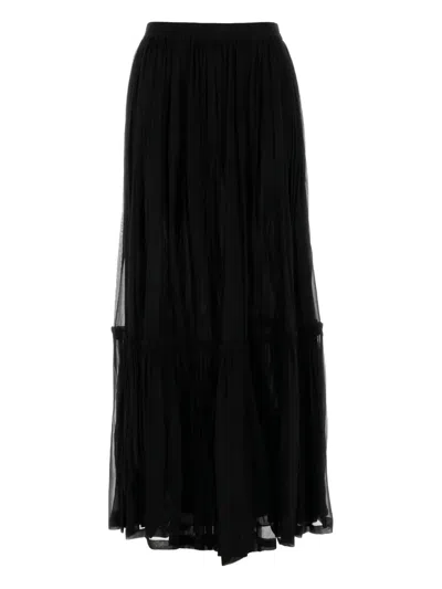 Saint Laurent Ruffled Skirt In Black