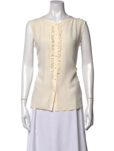 Pre-owned Saint Laurent Silk Sleeveless Blouse In Neutrals