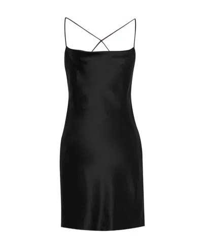 Saint Laurent Silk Slip Minidress In Black