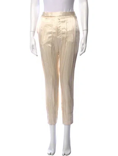 Pre-owned Saint Laurent Silk Straight Leg Pants In White