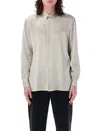 Saint Laurent Logo-embroidered Striped Shirt In Craie Stripe