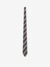 Saint Laurent Diagonal-striped Silk Tie In Gray