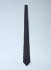 Saint Laurent Wide Tie In Striped Silk Jacquard In Burgundy