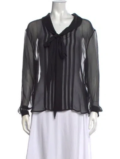 Pre-owned Saint Laurent Silk Striped Blouse In Black