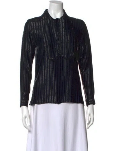 Pre-owned Saint Laurent Silk Striped Blouse In Blue