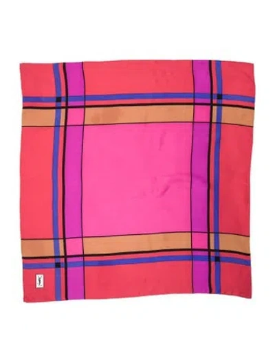 Pre-owned Saint Laurent Silk Striped Scarf In Red
