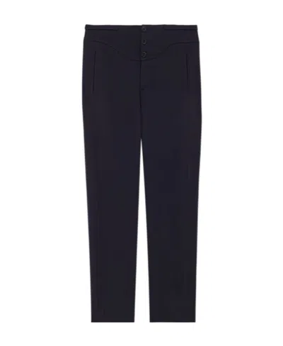 Saint Laurent Silk Tailored Trousers In Black