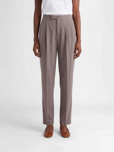 Saint Laurent Silk Tailored Trousers In Gray