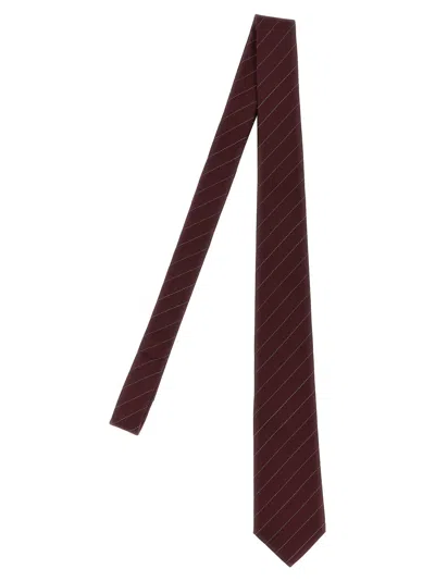 Saint Laurent Silk Tie In Bordeaux