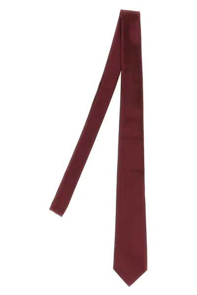 Saint Laurent Silk Tie In Burgundy