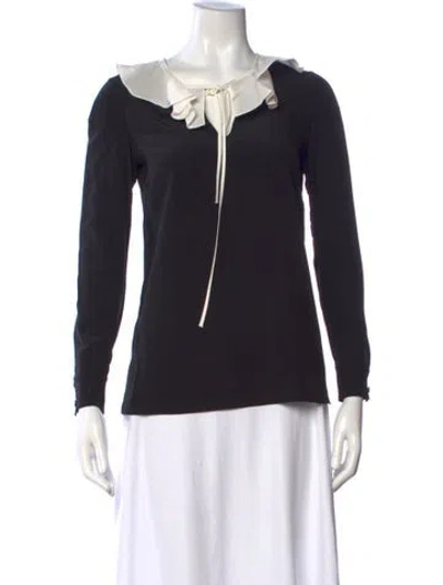 Pre-owned Saint Laurent Silk Tie Neck Blouse In Black