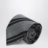 Saint Laurent Silk Tie With Black/gray Stripes