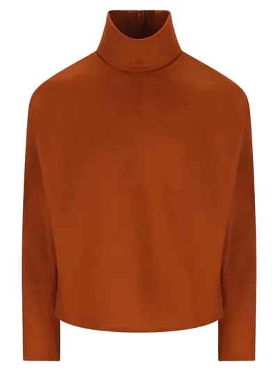 Saint Laurent Turtle-neck Sweater In Brown