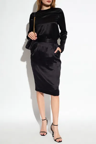 Saint Laurent Silk Top In Black