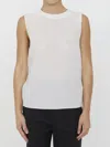 Saint Laurent Silk Top With Keyhole Back Detail In Craie