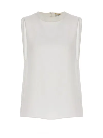 Saint Laurent Silk Top In White