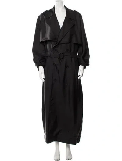 Pre-owned Saint Laurent Silk Trench Coat In Black