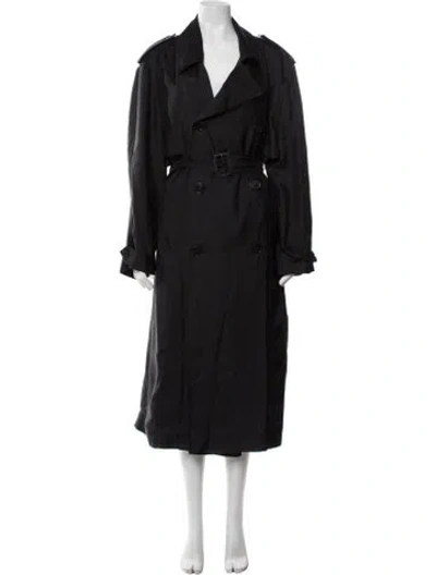 Pre-owned Saint Laurent Silk Trench Coat In Black