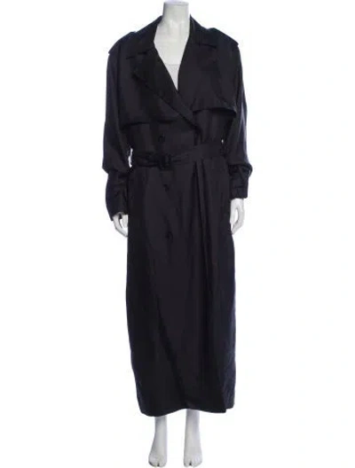 Pre-owned Saint Laurent Silk Trench Coat In Blue