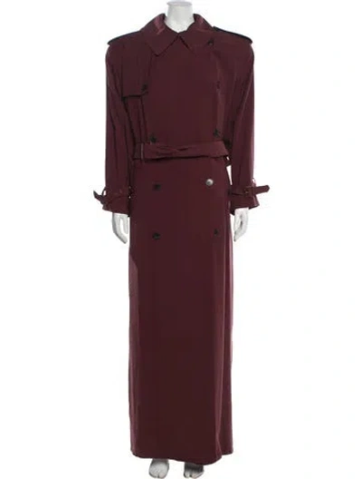 Pre-owned Saint Laurent Silk Trench Coat In Burgundy