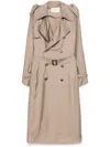 Saint Laurent Double-breasted Belted Coat In Neutrals