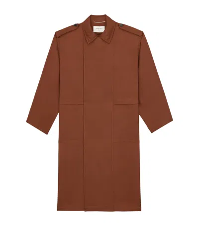 Saint Laurent Silk Trench Coat In Neutral