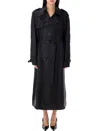 Saint Laurent Silk Trench Jacket In Black