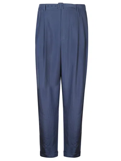 Saint Laurent Luxury Silk Trousers For Men In Blue