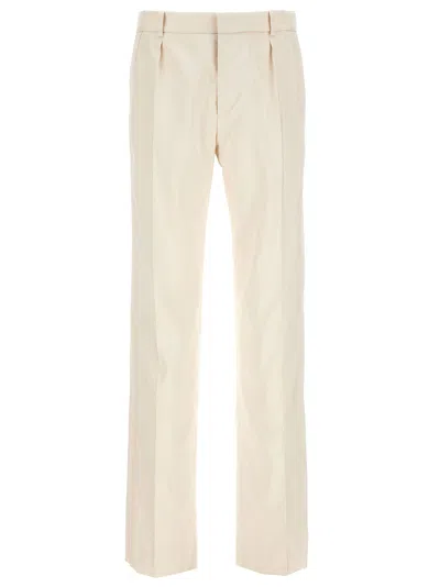 Saint Laurent Silk Tuxedo-style Pants In White