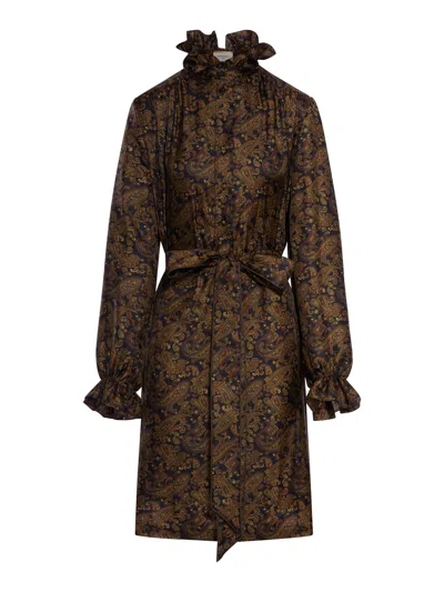 Saint Laurent Silk Twill Dress With Paisley Pattern