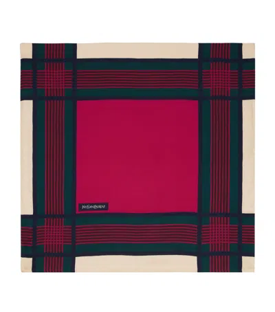 Saint Laurent Silk Twill Square Scarf In Pink