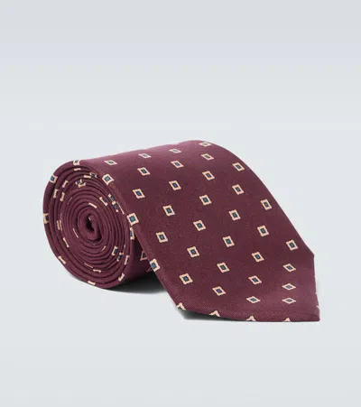Saint Laurent Silk Twill Tie In Burgundy