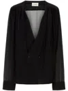 Saint Laurent Crepe Shirt Front Double-breasted In Black
