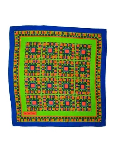 Pre-owned Saint Laurent Silk Vintage Scarf In Blue