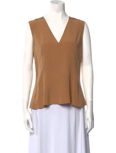 Pre-owned Saint Laurent Silk V-neck Blouse In Brown