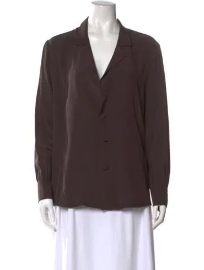 Pre-owned Saint Laurent Silk V-neck Blouse In Brown