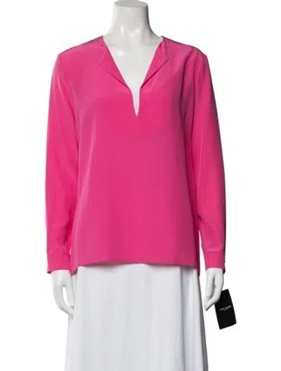 Pre-owned Saint Laurent Silk V-neck Blouse In Pink
