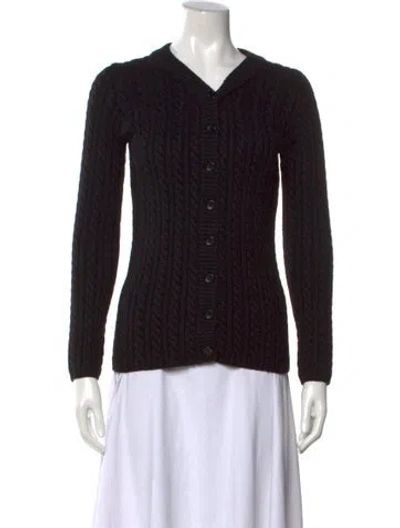Pre-owned Saint Laurent Silk V-neck Sweater In Black