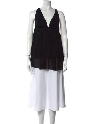 Pre-owned Saint Laurent Silk V-neck Tunic In Black