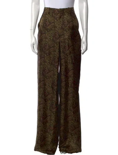 Pre-owned Saint Laurent Silk Wide Leg Pants W/ Tags In Green