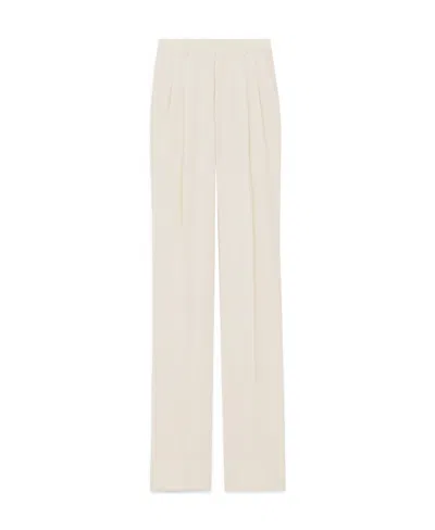 Saint Laurent Silk Wide-leg Trousers In White