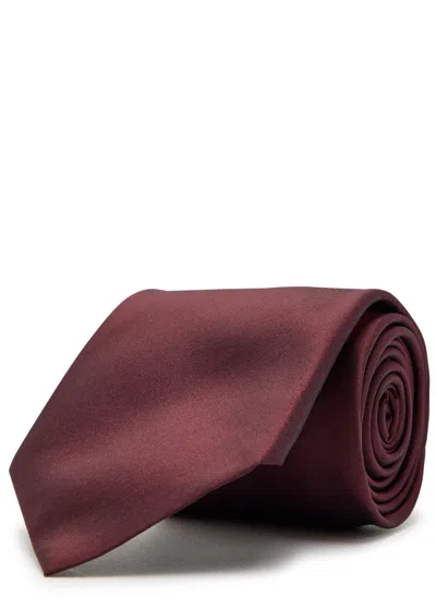 Saint Laurent Silk-taffeta Tie In Burgundy