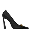 Saint Laurent Severine Pumps In Crocodile-embossed Patent Leather In Black
